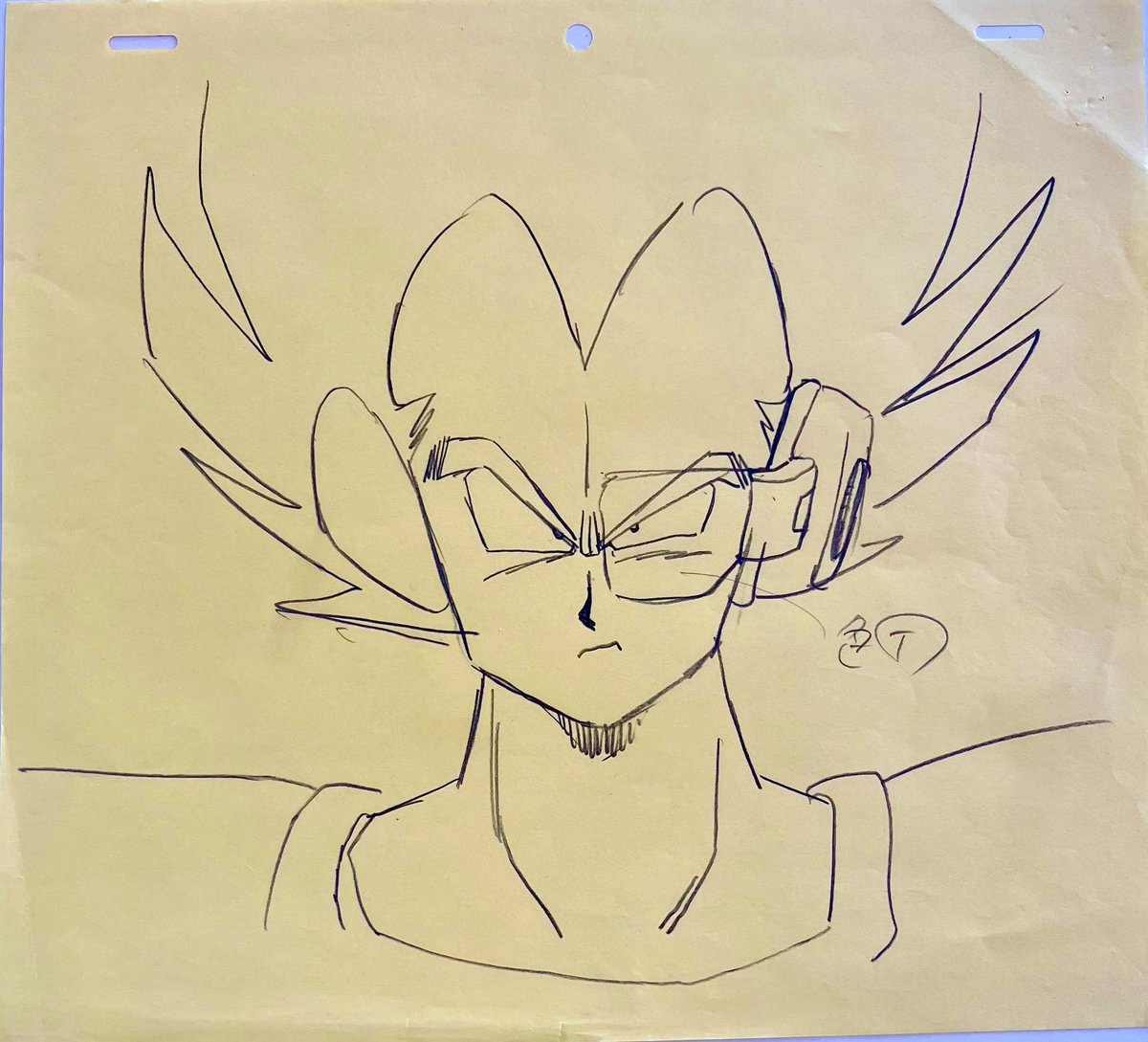 Hisashi Eguchi’s Vegeta from #DBZ 28 “Goku’s Arrival”. <a href="/eguchi_1203/">３２０３４・２１∧・・</a> #dragonballz #vegeta #genga