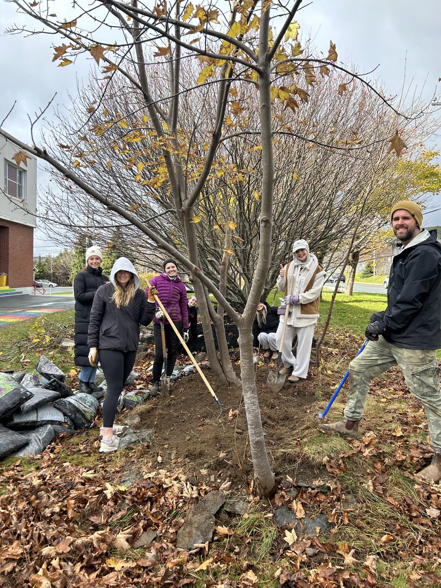 Thanks ⁦<a href="/_MunHope/">Munhope</a>⁩ for your support today. We planted over 90 bulbs, 8 shrubs and used over 20 bags of mulch! Shout out to Mr Critch and Mr Deveaux! ⁦<a href="/MQWSchool/">MQW School</a>⁩