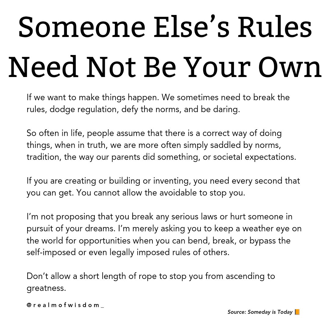 Cozyreads_'s tweet photo. Somebody else's rules need not be your own https://t.co/WpJRuDuqdl