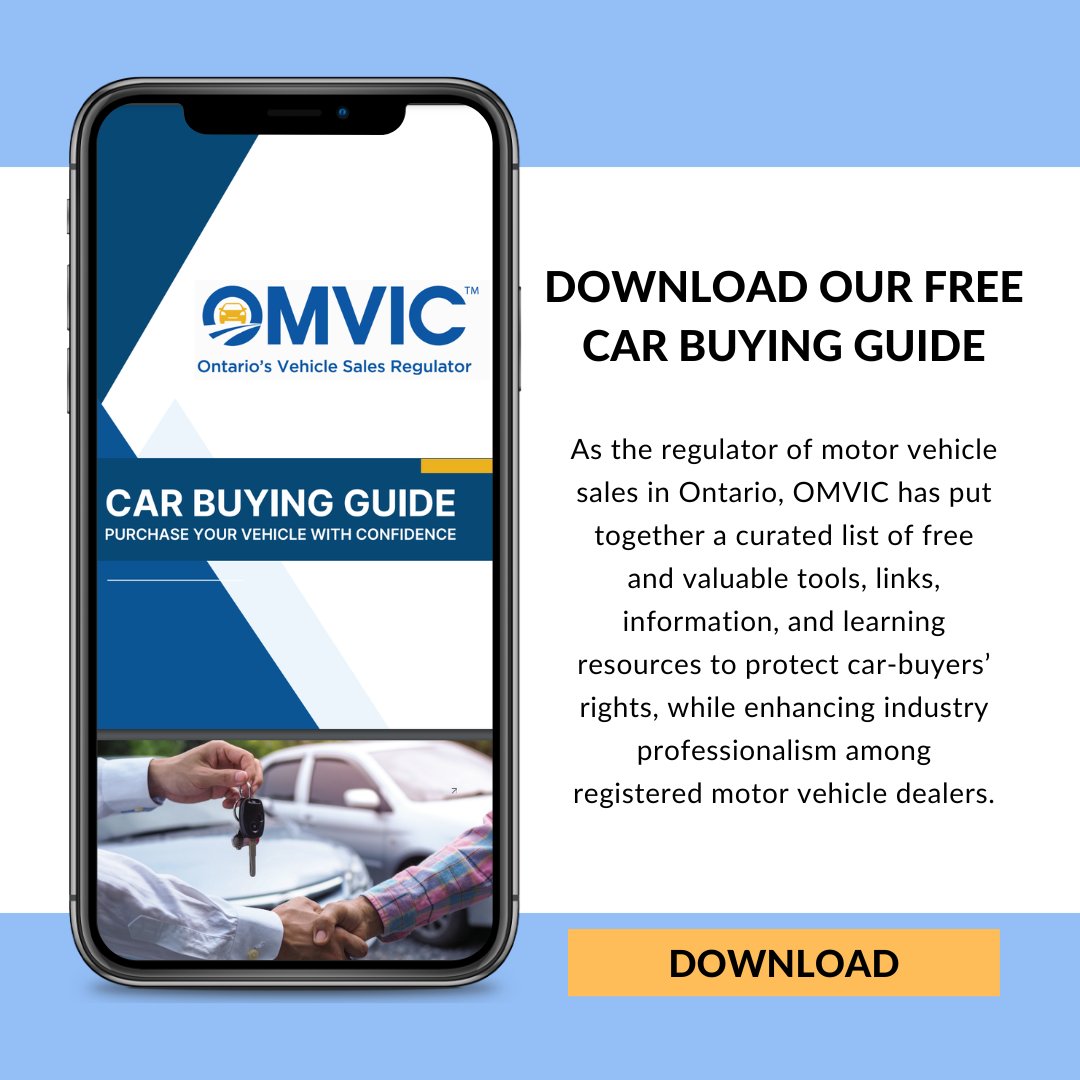 OMVIC_Official's tweet photo. Buying a car can be a challenging experience, but OMVIC is here to assist you! Our detailed Car Buying Guide is filled with crucial tips and insights to help you make a smooth and secure purchase. 

Download here: https://t.co/2WsKFo0HX4 https://t.co/XWwTnoB5F4