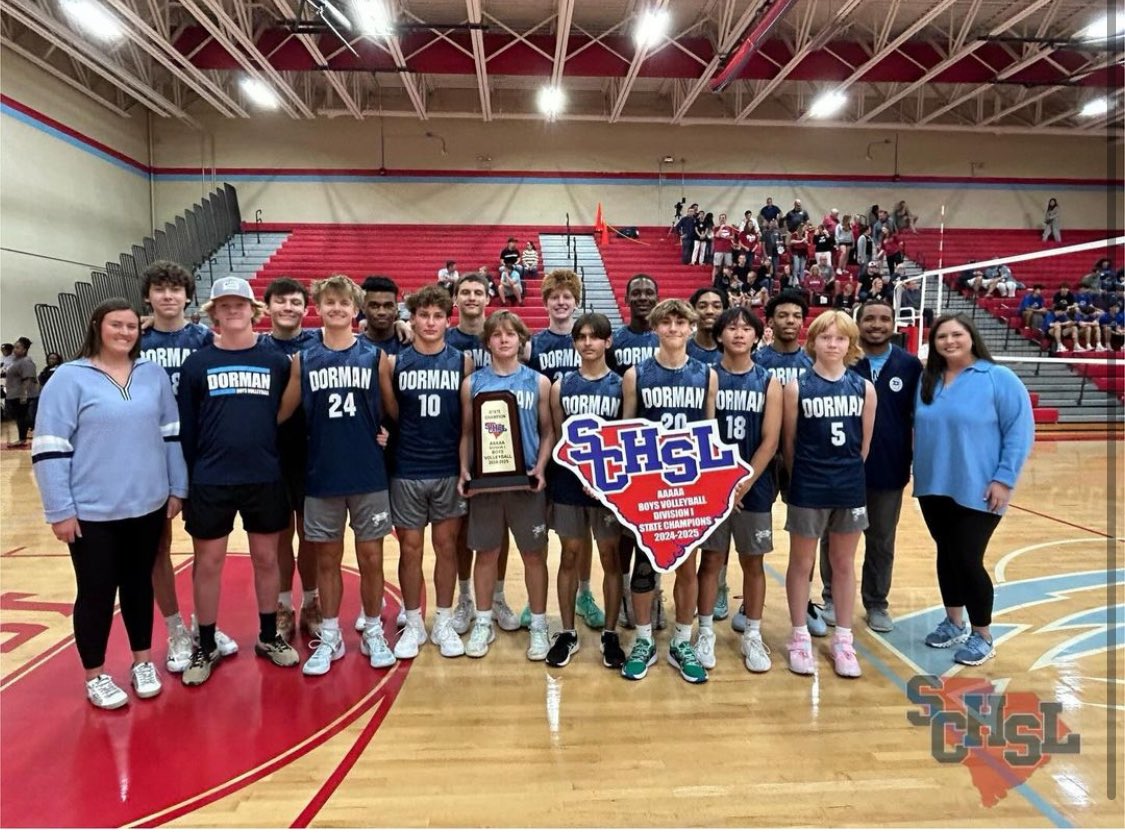 SpartDistrict6's tweet photo. 🏐THREE-PEAT!🏐
Meet the 2024 Class 5A-D1 Boys
Volleyball State Champions! Congratulations!!
#dormancavaliers #d6experience #GoCavsGo #DormanU https://t.co/NxSGSdqxwd