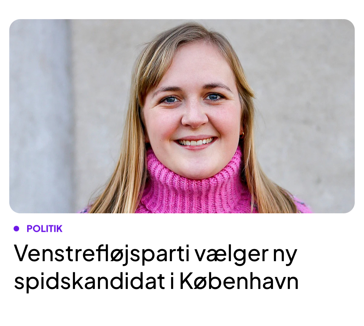 Jeg er utrolig beæret over, at medlemmerne i Alternativet København har valgt mig som spidskandidat til kommunalvalget.

Sammen får vi skabt et grønt flertal i København, der siger ja til billigere boliger, investeringer i vores børn og klimahandling.

Der er et Alternativ, hvor