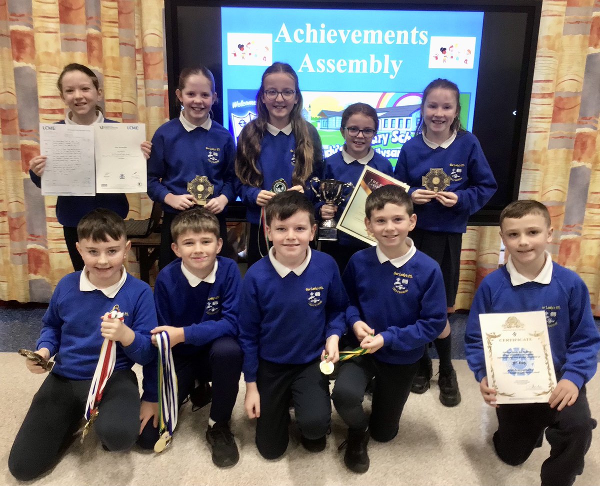OLPSTullysaran's tweet photo. 🏆 Achievements Assembly 🏆
On Friday 8th November we celebrated our pupils and staff achievements outside of school with our Achievements Assembly. Certificates , Medals 🎖️, Cups 🏆 &amp; All Star Awards were on display!! 
#LearningthroughFriendship https://t.co/Yw5UviPkv1