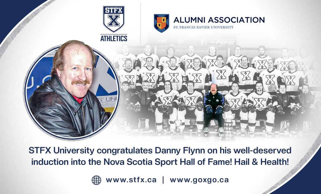 StFX Athletics (@stfxathletics) on Twitter photo Tonight we celebrate and congratulate former X-Men Hockey head coach and alumnus Danny Flynn on his induction into the Nova Scotia Sport Hall of Fame! Congratulations Danny! #goxgo
<a href="/stfxuniversity/">StFX University</a> <a href="/StFXAlumni/">StFX Alumni Affairs</a> <a href="/XMenhockey/">X-Men Hockey</a> <a href="/NSSHF/">NS Sport HallofFame</a> Tonight we celebrate and congratulate former X-Men Hockey head coach and alumnus Danny Flynn on his induction into the Nova Scotia Sport Hall of Fame! Congratulations Danny! #goxgo
<a href="/stfxuniversity/">StFX University</a> <a href="/StFXAlumni/">StFX Alumni Affairs</a> <a href="/XMenhockey/">X-Men Hockey</a> <a href="/NSSHF/">NS Sport HallofFame</a>