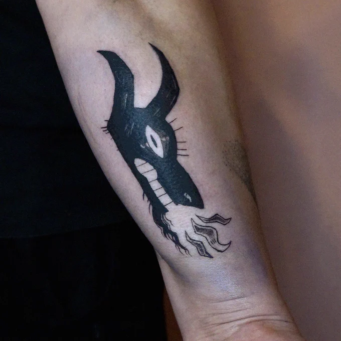 Goat head, second tatt done in Berlin!  