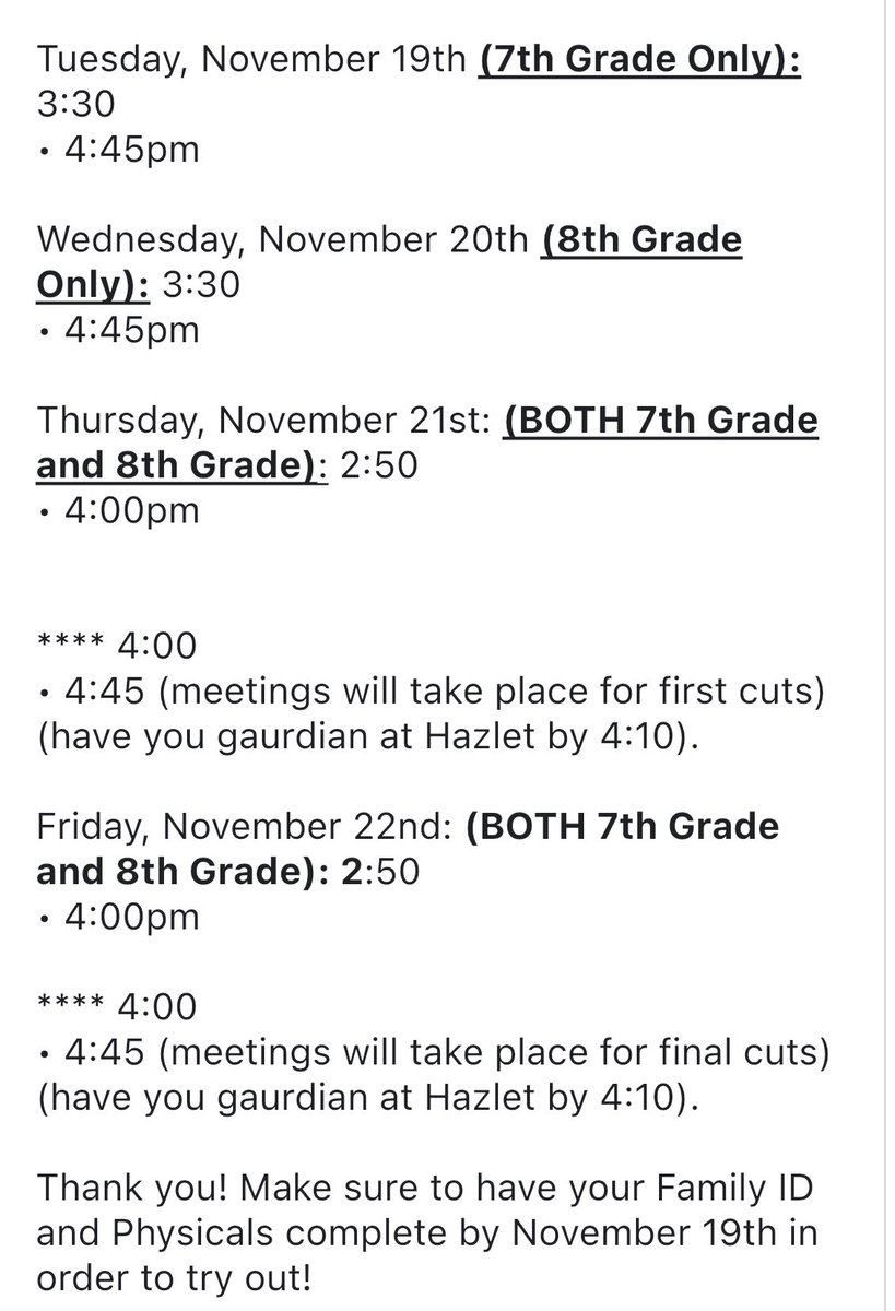 hms_basketball's tweet photo. Interested in trying out for HMS Girls or Boys Basketball?! Fill out the Family ID information below and reach out to Coach Kaplan akaplan@hazlet.org or Coach Cooper ncooper@hazlet.org for more information! 

https://t.co/7QoSmbnLOl

Tryout dates for the Girls are listed below: https://t.co/iJDduuWxfA