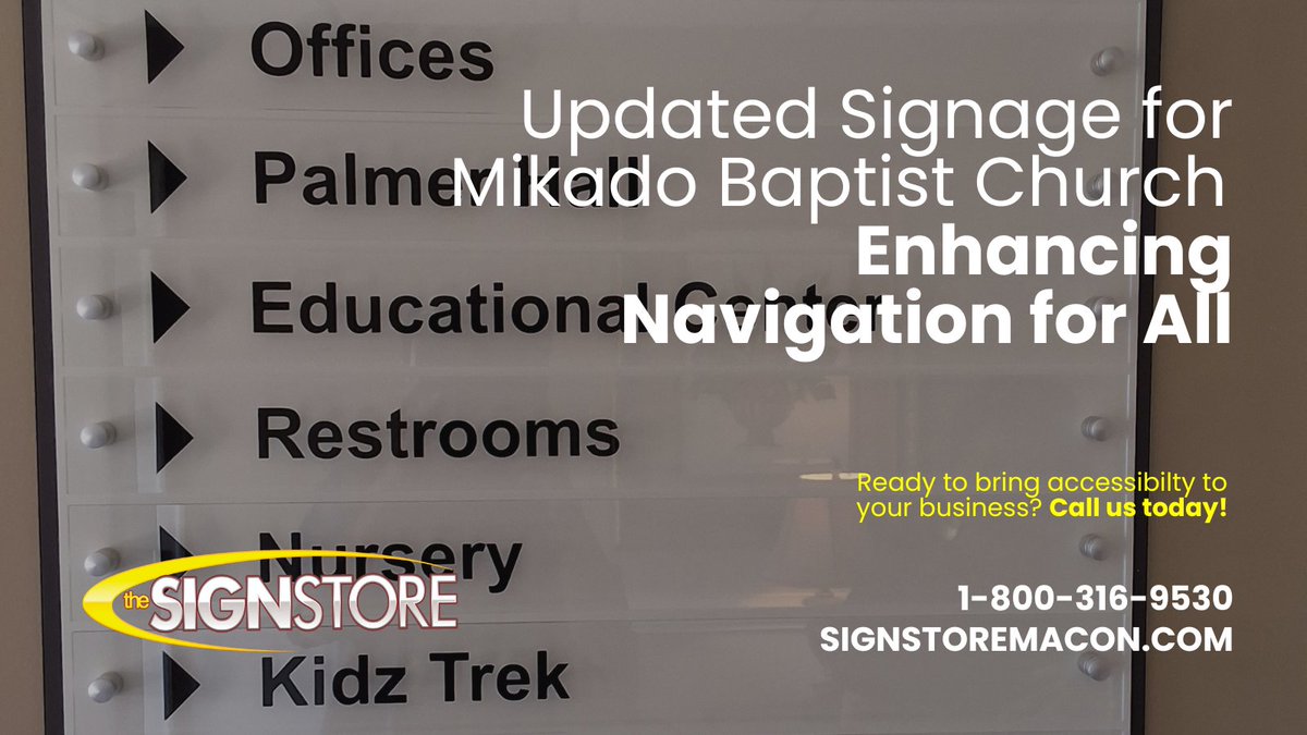 signstoremacon's tweet image. New updates at Mikado Baptist Church! We refreshed the vinyl on their ADA signs to reflect new locations and names, making navigation easier for all. 1-800-316-9530 signstoremacon.com
#SignStoreMacon #MikadoBaptistChurch #SignUpdate #DirectorySigns #AccessibleDesign #MaconGA