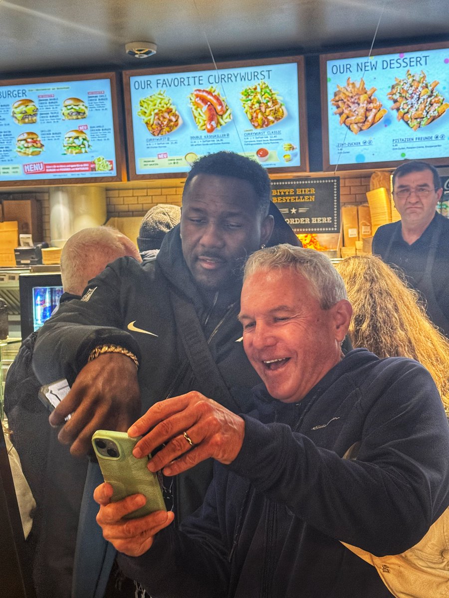 Panthspurs's tweet photo. Bumping into Thomas Davies at a currywurst joint ranks highly in the chance Munich encounters list…😂

#doyouriot #keeppounding https://t.co/m2G4lF0E2T