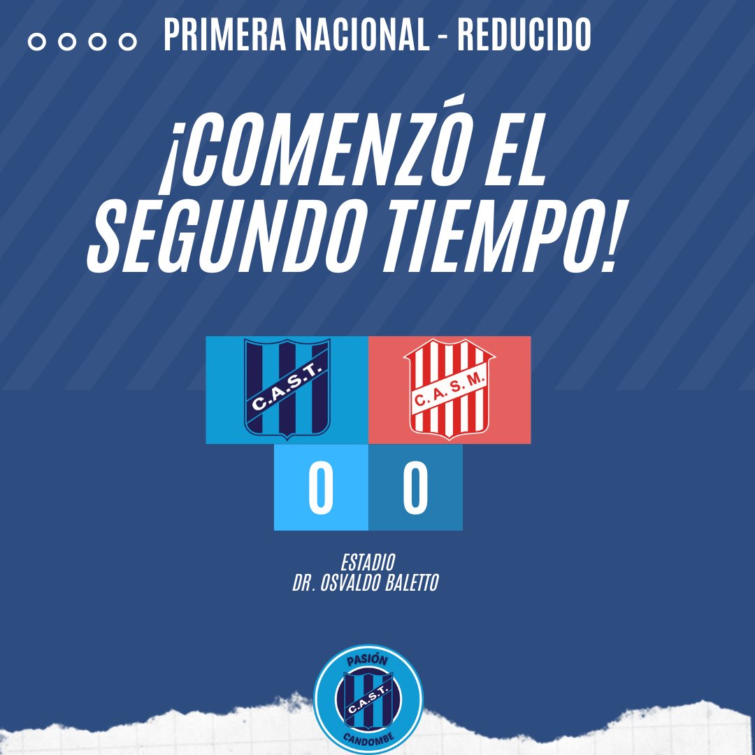🏆 #PrimeraNacional

⚽ #SanTelmo 0 🆚 #SanMartinTuc 0

👉 ¡ST en marcha!