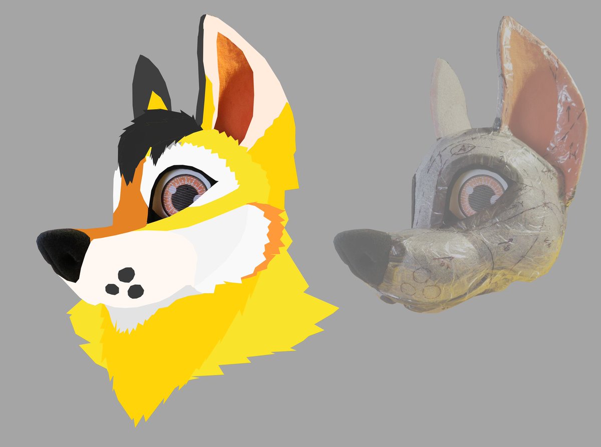 Just checking the color scheme... And this is will be not bad I think. 
So, soon there will be ready one more full fursuit, digitigrade, but yellow. And yes, this will also be for sale.