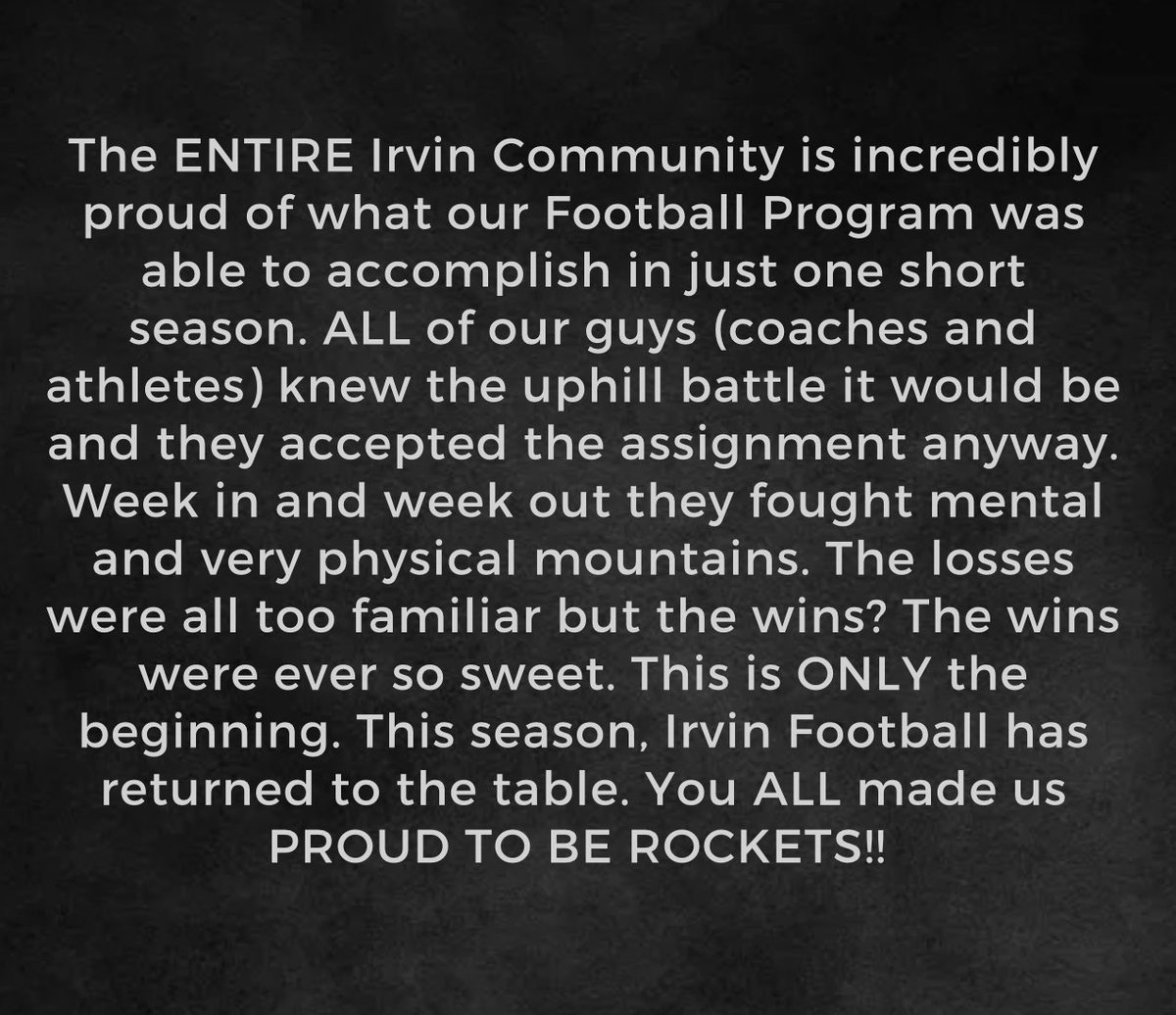 Jennifer Arias (@ariasjennifer) on Twitter photo Thank YOU!!! <a href="/IrvinRocketftbl/">Irvin Rockets Football</a> <a href="/coachelliottIHS/">Coach J. Elliott</a> <a href="/Coach_Villegas/">𝗝𝗼𝗲𝗹 𝗩𝗶𝗹𝗹𝗲𝗴𝗮𝘀</a> <a href="/CoachMFarrar/">Mike Farrar</a> <a href="/arambula_ray/">Ray Arambula</a> <a href="/anevarez73/">alfonso nevarez</a> <a href="/dxcardon/">Dave Cardo</a>
#TheLaunch #P2B #IrvinPride #WeAreRockets #TurningTides Thank YOU!!! <a href="/IrvinRocketftbl/">Irvin Rockets Football</a> <a href="/coachelliottIHS/">Coach J. Elliott</a> <a href="/Coach_Villegas/">𝗝𝗼𝗲𝗹 𝗩𝗶𝗹𝗹𝗲𝗴𝗮𝘀</a> <a href="/CoachMFarrar/">Mike Farrar</a> <a href="/arambula_ray/">Ray Arambula</a> <a href="/anevarez73/">alfonso nevarez</a> <a href="/dxcardon/">Dave Cardo</a>
#TheLaunch #P2B #IrvinPride #WeAreRockets #TurningTides