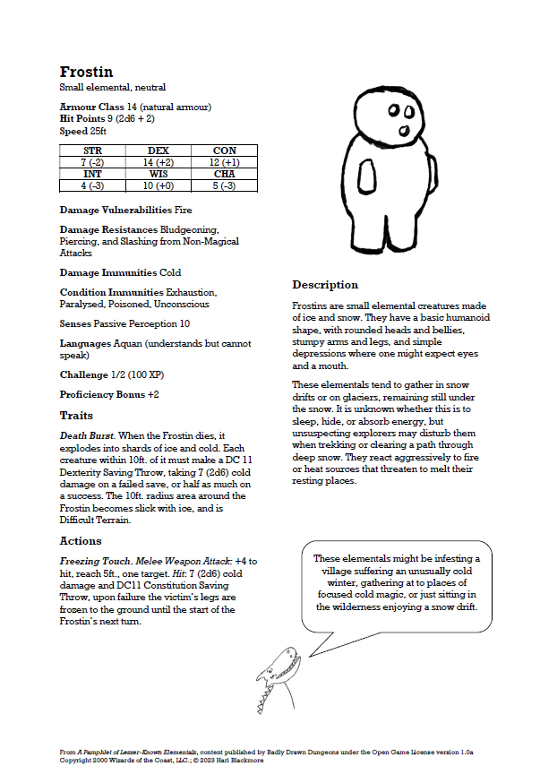 baddrawndungeon's tweet image. Hi Component Cast! Happy weekend!

I have made some #DnD and #d20 things that are over on DTRPG; pay what you want for eight unique lesser elementals or some streamlined travel rules for just £1!

drivethrurpg.com/en/publisher/2…