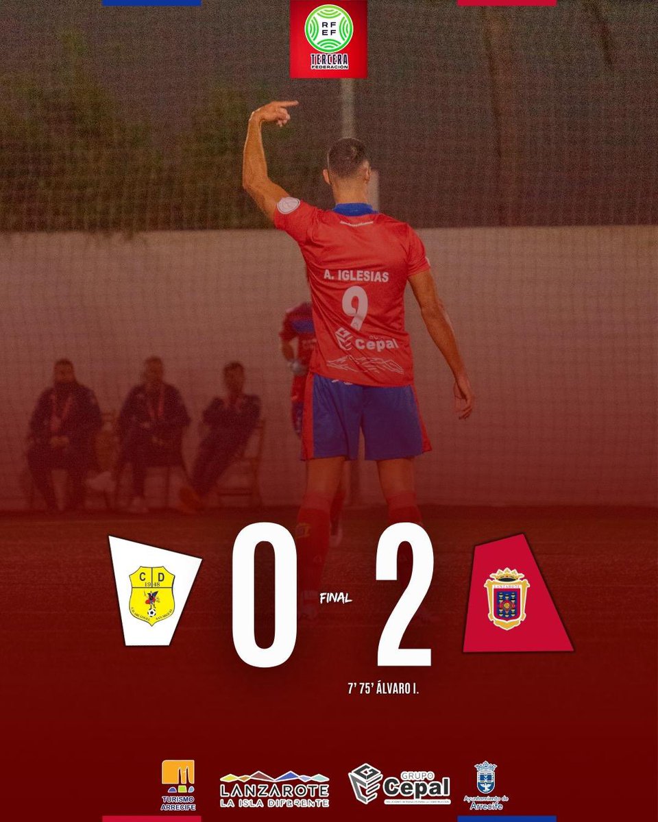 UD Lanzarote (@ud_lanzarote) on Twitter photo 🏁 ¡¡𝗙𝗜𝗡AAAAAAA𝗟!!
⚽️ <a href="/Alvaroiglesias9/">Alvaro Iglesias</a> 7’
⚽️ <a href="/Alvaroiglesias9/">Alvaro Iglesias</a> 75’
✅¡Tercera victoria consecutiva! ¡Dormiremos en playoff! 😍
🏝️ ¡𝐕𝐀𝐌𝐎𝐒 ZAROTE ! ❤️💙
#TuAlientoNuestraFuerza ❤️
#SanMiguelLanzarote 🏁 ¡¡𝗙𝗜𝗡AAAAAAA𝗟!!
⚽️ <a href="/Alvaroiglesias9/">Alvaro Iglesias</a> 7’
⚽️ <a href="/Alvaroiglesias9/">Alvaro Iglesias</a> 75’
✅¡Tercera victoria consecutiva! ¡Dormiremos en playoff! 😍
🏝️ ¡𝐕𝐀𝐌𝐎𝐒 ZAROTE ! ❤️💙
#TuAlientoNuestraFuerza ❤️
#SanMiguelLanzarote