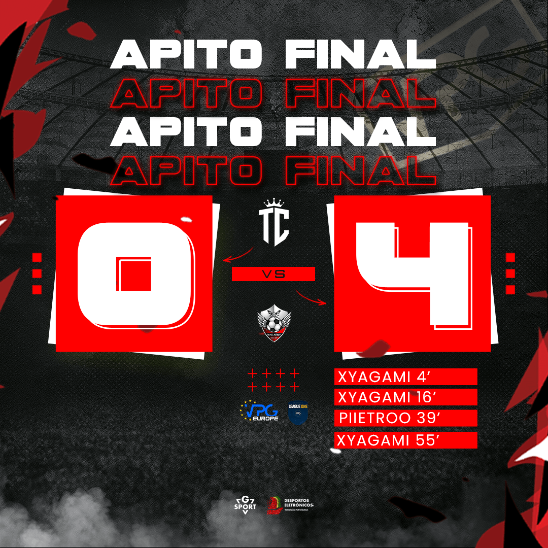 TCProClubs's tweet photo. Infelizmente não conseguimos os 3 pontos neste que foi a jornada 18 da VPG Europa League One @VPGEurope 

@TCProClubs 0 - 4 @MadArmyFC🇫🇷

GG👏 

Vamos voltar mais fortes que nunca!  

#tugaclan https://t.co/m7EUi4BTIG