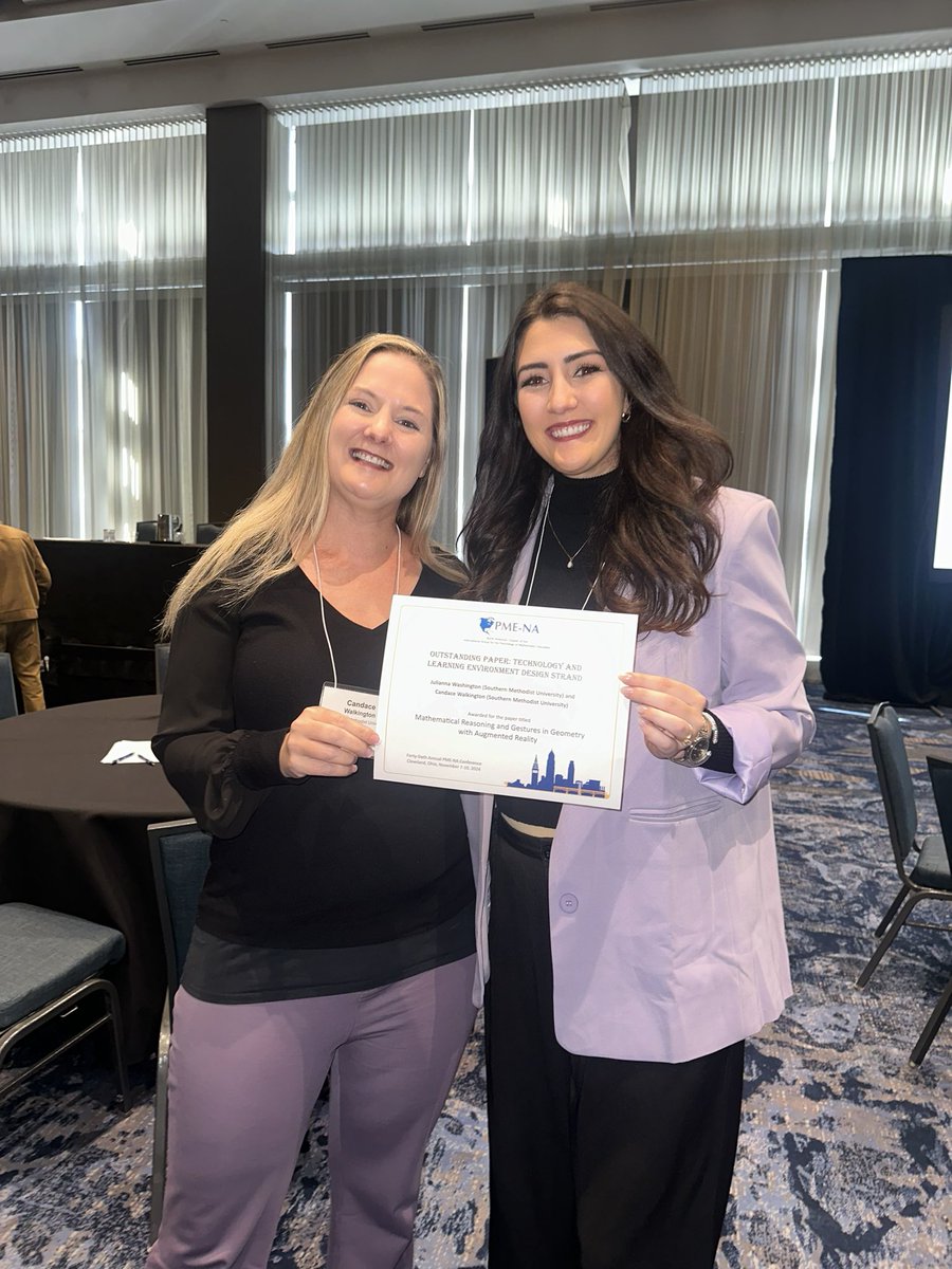 JCWashingtonMEd's tweet photo. I am so honored to accepted this Outstanding Paper award at @PME_NA! If you’re interested, my presentation is featured in the program and is today at 3:40pm! Come learn about my awesome research with @CandaceWalking1! @smusimmons @smuresearch https://t.co/ZQDPUC2kKF