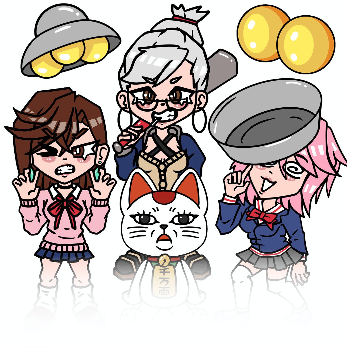 I'm thinking of making some #Dandadan enamel pins. Maybe I'll make a Kickstart for it? Would anyone want any of these so far? 👀