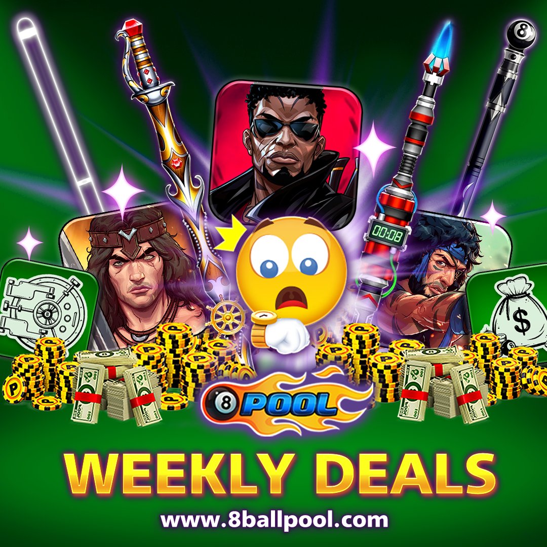 8ballpool's tweet photo. NEW Web Shop Weekly Deals! 🎱

🎁 Add #PoolPass Avatars, Emotes, Stickers, rare Cues &amp; more to your collection today!

Go now » https://t.co/nG3VW2vbjQ

🗓️ Offers end Nov 13, 23:59 UTC

#8BallPool https://t.co/1zZakQQpWs