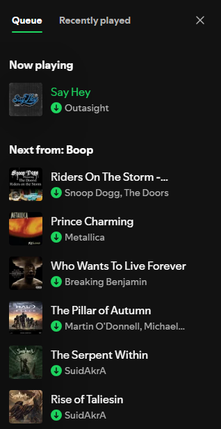 BRB_1993's tweet photo. @SpotifyCares That's still not quite addressing my issue. My playlist is already on shuffle.

In the image, the songs listed had played roughly 12 hours ago, aside from what is currently playing. The playlist queue keeps resetting to that exact same point in the playlist. https://t.co/iyqFVZrDVK