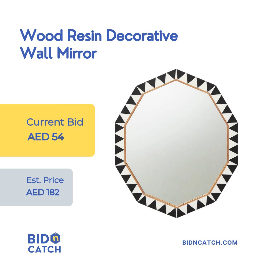 bidncatch's tweet image. Reflect your style without overspendin💰
Join the auction for our Wood Resin Decorative Mirror! Link to bid in bio

#BidNCatch #auctions #bidding #online #uae #unitedarabemirates