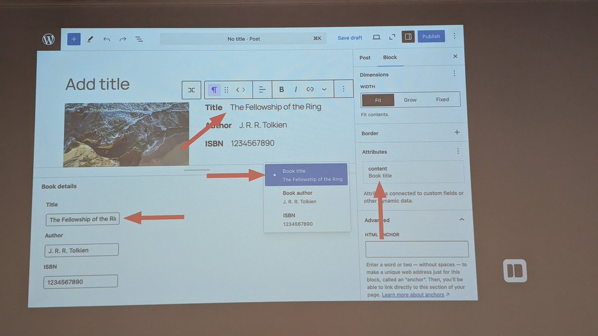 bph's tweet image. Carlo Daniele @carlodaniele talks about Block patterns in connection with custom fields and block bindings #coredays2024 in Rome #WordPress