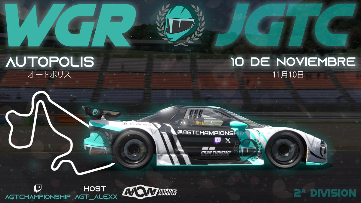 🏁Mañana es día de carrera🏁

Domingo,10 de noviembre
🕥 21:30
👤 Host: AGT_Titre <a href="/titreseuktro/">Titre</a>
🗣 Casters: AGT_Kenzaburo <a href="/Kenzaburo_GT/">Juanjo Gianna</a> AGT_Birdman47 <a href="/PBirdmann/">Birdman47</a>
➡️ Patrocinadores:
- <a href="/MotorsWorld/">mow.club</a> 
- #mundistravel
🖥 Twitch:AGTCHAMPIONSHIP
🏆WGR-Edición jGTC 2° División

Volvemos🙈