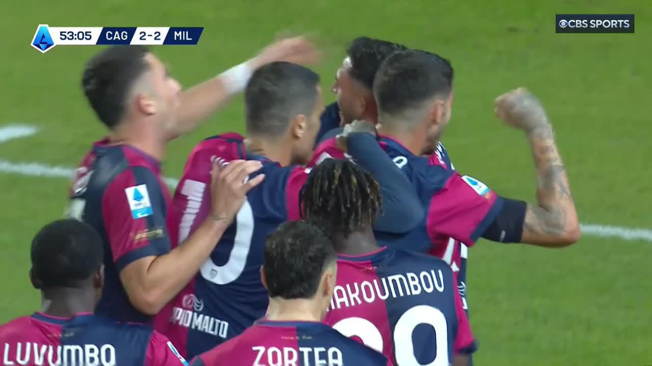 After having two goals ruled offside, Cagliari finally get the equalizer 😅