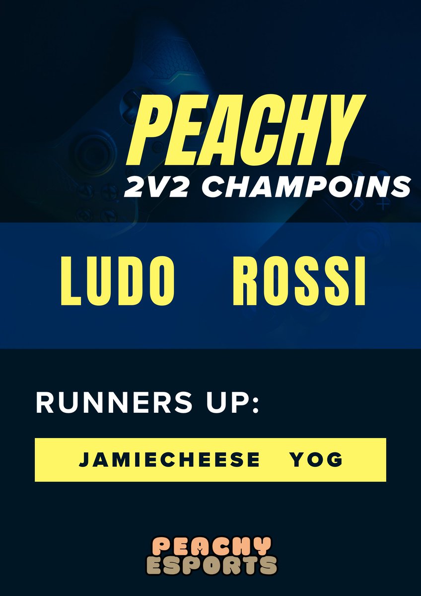 🔥WINNERS!🔥

Congratulations to our 2v2 inhouse tourney winners!

🏆@ludo_ds_ 
🏆<a href="/MatthewRossi536/">Rossi</a> 

and our runners up: 

🥈@jamiecheesegaming
🥈<a href="/_noony_r/">yog</a>

#StayPeachy #UpThePeach