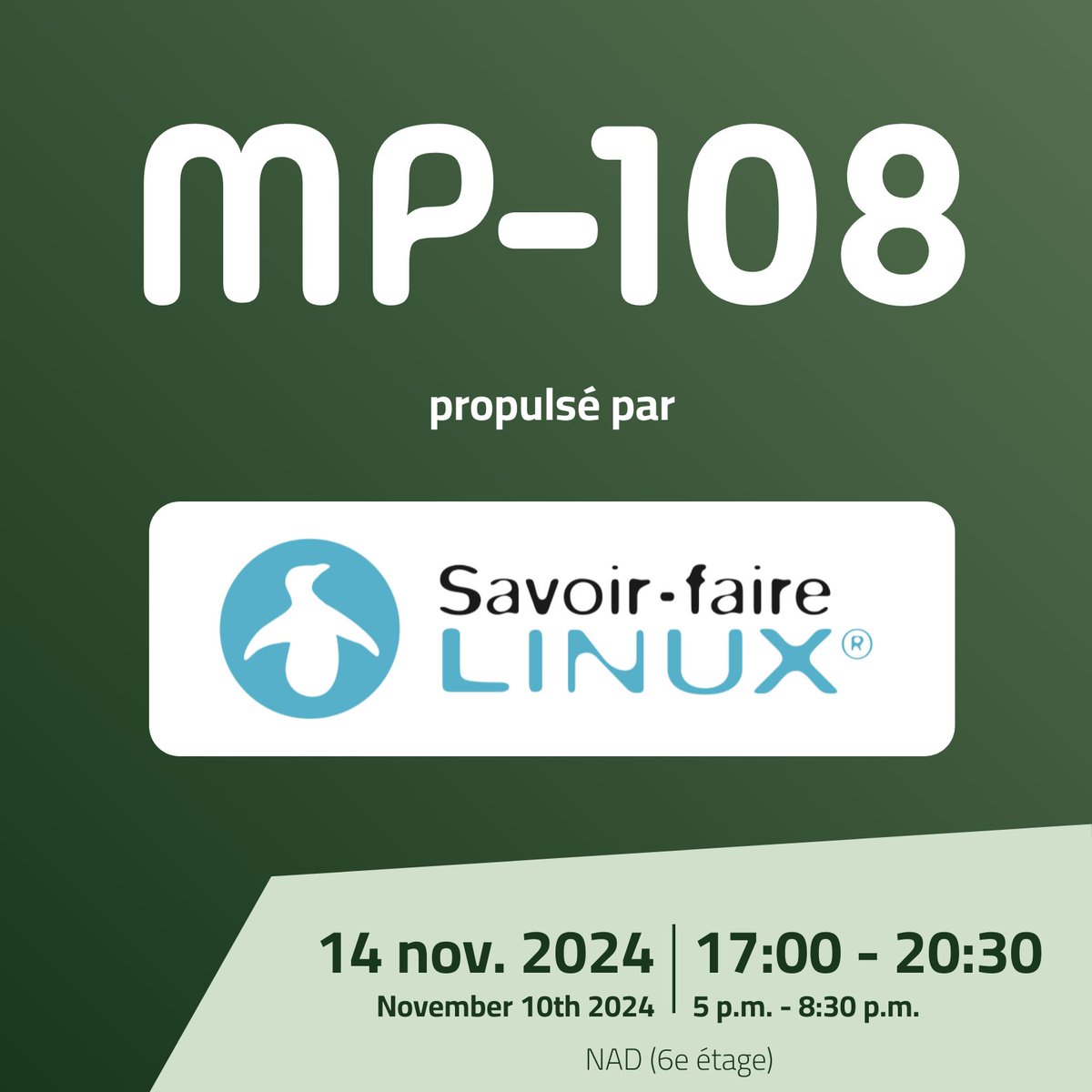 mtlpy's tweet image. MP-108 arrive ! Rejoignez-nous le 14 nov au NAD (6e étage) pour une soirée Python !

📅 14 nov, 🕔 17h00
🔗 Inscription : lnkd.in/eB-aNRV3
🔴 Pas dispo : Suivez nous en direct sur YouTube !

#MontréalPython #MP108 #Python #TechEvent