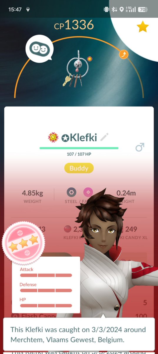 RobVdV_1101's tweet photo. Best buddy #100is my hundo Klefki 🗝️ Having just moved countries, I'm happy to have this trinket to remember my home by 😁 On to new adventures!

#PokemonGO https://t.co/FoxERb57RG
