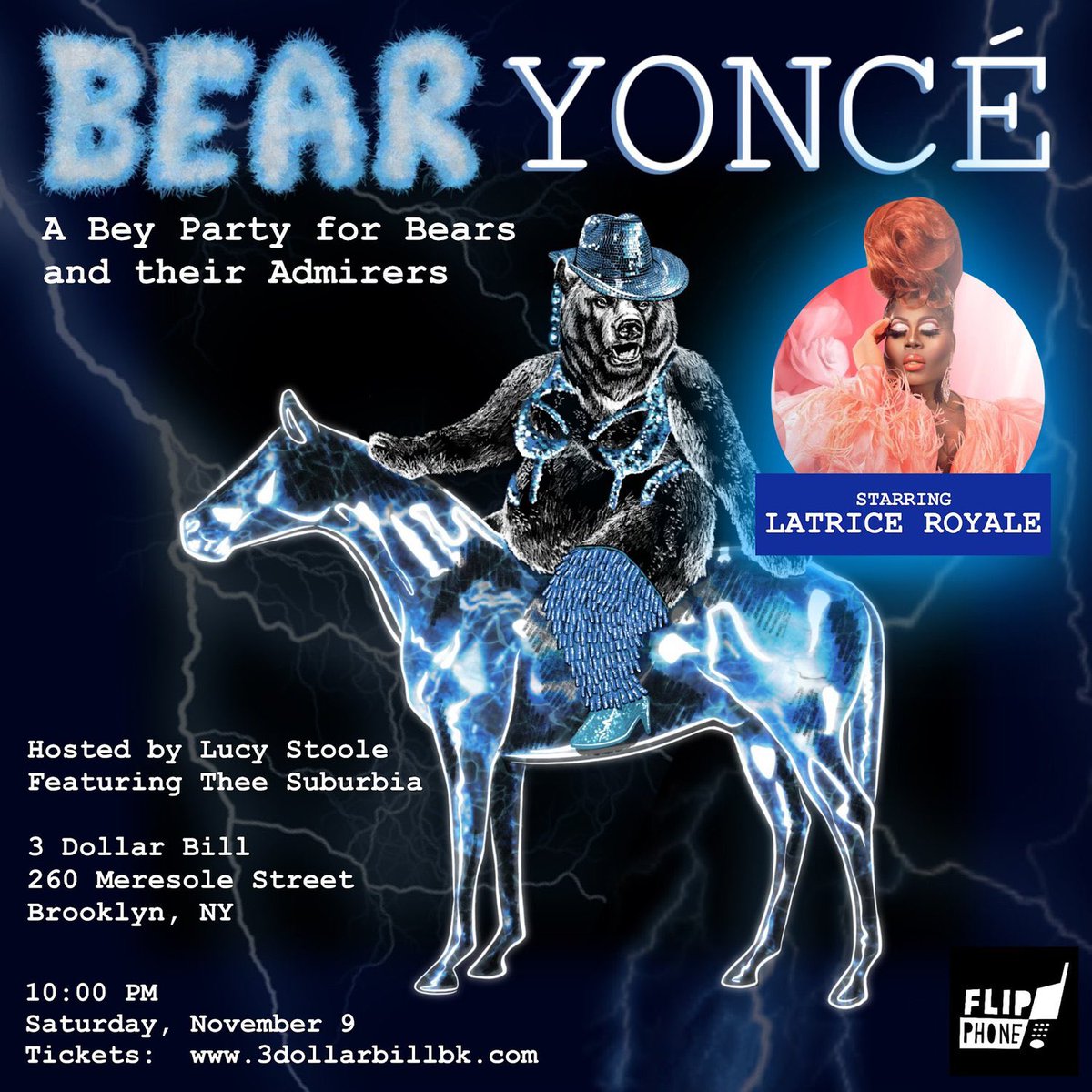 LUCILLE STOOLE (@lucystoole) on Twitter photo NEWWWWWW YORKKKKKKKKK! Excited to be at the legendary <a href="/3dollarbillbk/">3 Dollar Bill</a> TONIGHT for
✨BEARYONCE✨ special guest <a href="/LatriceRoyale/">Latrice Royale Inc.</a> joins me and <a href="/TheeSuburbia/">Thee Suburbia</a> to give Beyoncé shows til the early morning💃🏾🐻💃🏾 cum say hi, loves!!! NEWWWWWW YORKKKKKKKKK! Excited to be at the legendary <a href="/3dollarbillbk/">3 Dollar Bill</a> TONIGHT for
✨BEARYONCE✨ special guest <a href="/LatriceRoyale/">Latrice Royale Inc.</a> joins me and <a href="/TheeSuburbia/">Thee Suburbia</a> to give Beyoncé shows til the early morning💃🏾🐻💃🏾 cum say hi, loves!!!