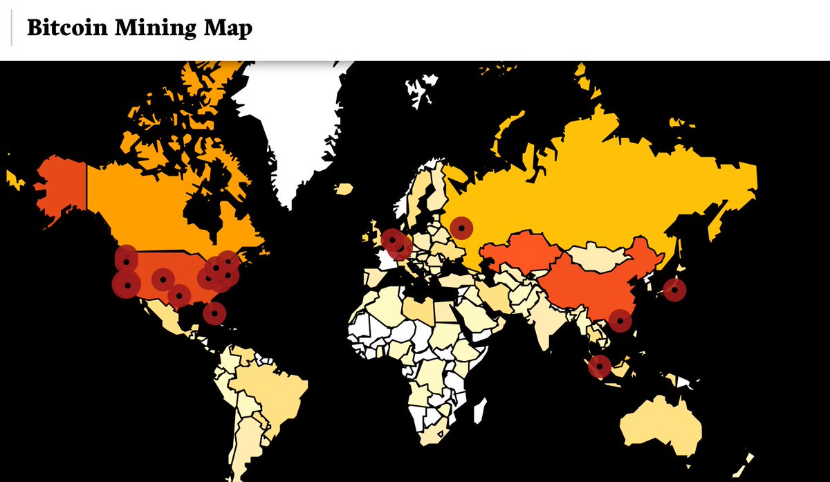 - ما در حال تماشای تصویر Bitcoin Minimg Map کل جهان هستیم!

- ۹ مورد از بزرگترین #استخر های استخراج #بیت_کوین در آمریکا هستند.
- کشورهای بعدی که در حال استخراج سنگین هستند: چین، روسیه، سنگاپور هستند.
ایران هم خوب بیت ماین میکنه😉