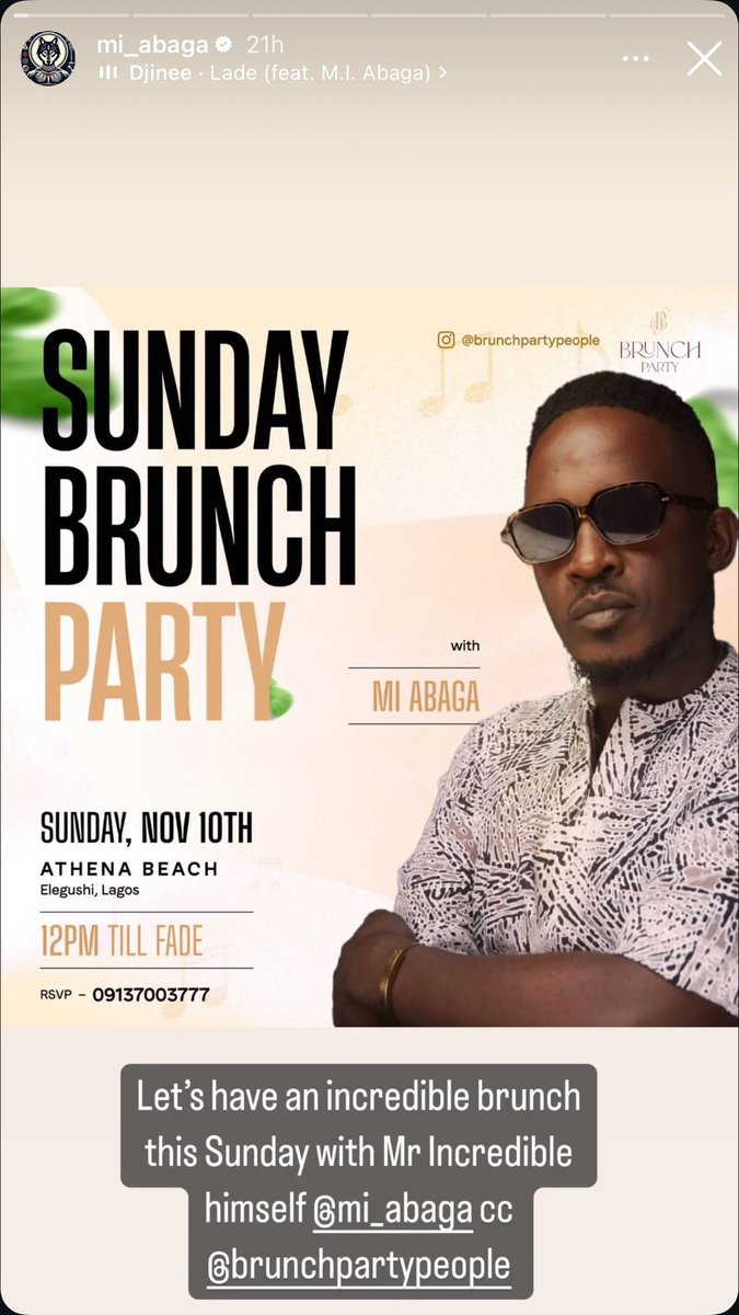 thetaeo's tweet photo. Come vibe with Mr. Incredible himself at the Sunday Brunch Party at @Athenabeach_ tomorrow guys https://t.co/suw9TNo39K