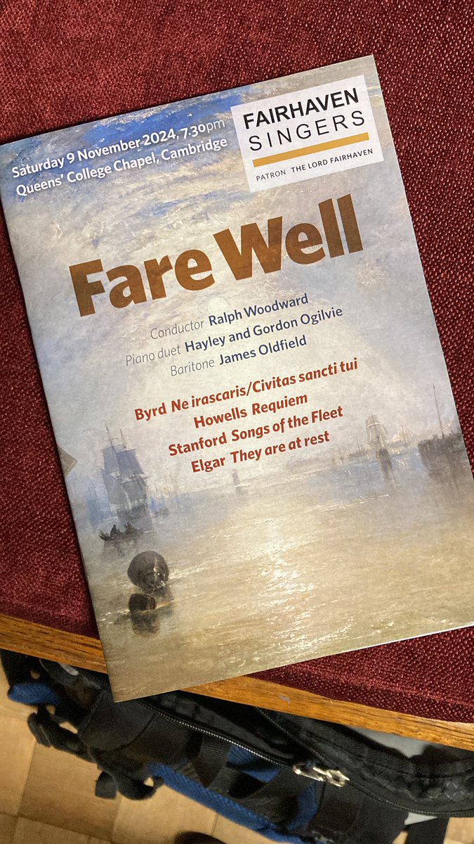 Well, after a late flurry there are only a few tickets left for tonight’s concert at 7.30. Still time to rock up and hear some sublime music… Queen’s’ College Chapel…