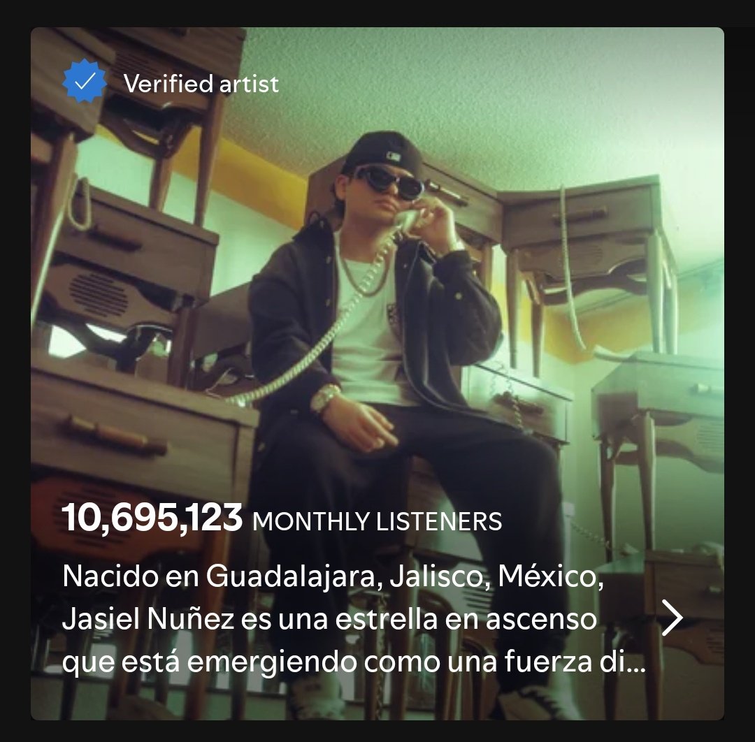 JasielData's tweet photo. Spotify Update — Oyentes Mensuales:

Jasiel Nuñez — 10,695,123 (+128,532) https://t.co/xMWvOAK1Lw