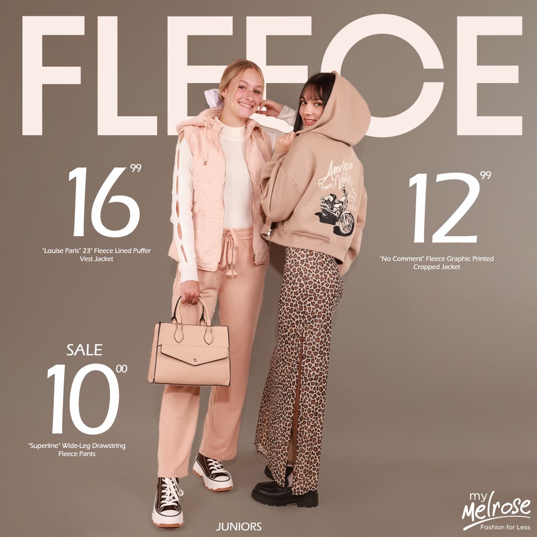 MyMelroseStore's tweet image. Stay cozy and cute😘! Our Juniors fleece pieces are perfect for chill days and stylish layering.🧥✨Find your new go-to🤩 These Pants are on sale for only $10👀
#MyMelroseStore #FallFaves  #CozyFashion #FleeceStyle #JuniorsFashion #CuteAndCozy #FashionInspo #OOTD