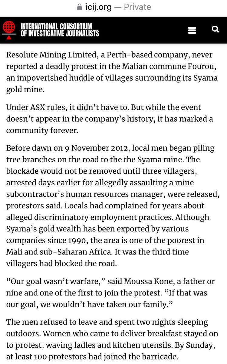 tommymiles's tweet photo. A little background on Australia’s Resolute Mining’s troubled history mining gold in Mali, which goes back far before the current military government there.

https://t.co/pUhwRGVNEL https://t.co/HOhA3pCmOE