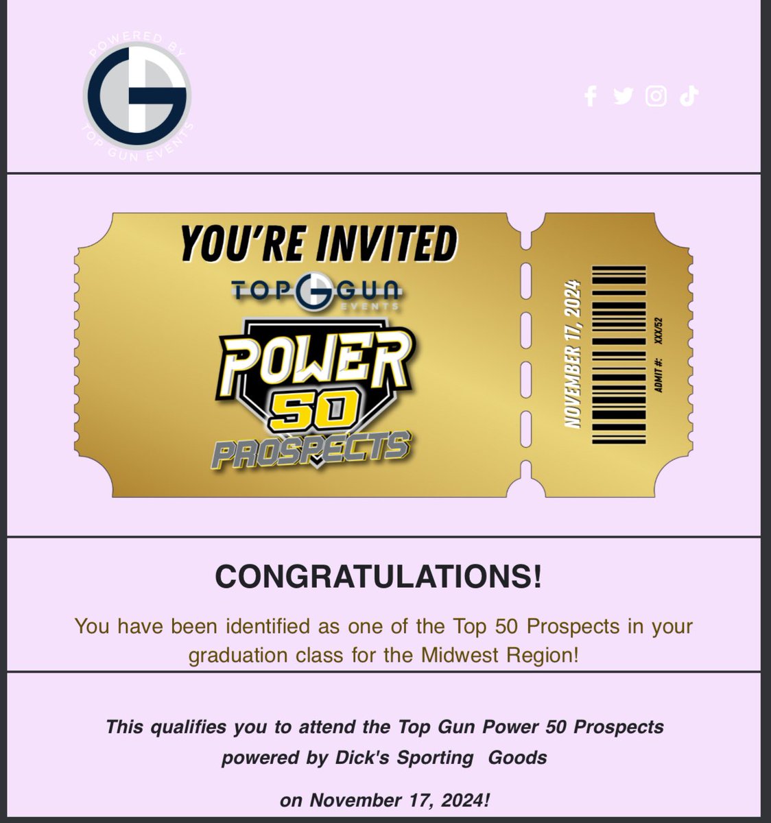 Cora Fitzgerald (@coraxfitzgerald) on Twitter photo Thank you <a href="/TopGunEvents/">Top Gun Events</a> and <a href="/TGETalent/">Top Gun Events-Talent</a> for recognizing me as one of the top 50 prospects in the Midwest! Super excited to attend!
@NEquakesgold15 <a href="/QuakesRecruit/">Quakes Recruiting</a> Thank you <a href="/TopGunEvents/">Top Gun Events</a> and <a href="/TGETalent/">Top Gun Events-Talent</a> for recognizing me as one of the top 50 prospects in the Midwest! Super excited to attend!
@NEquakesgold15 <a href="/QuakesRecruit/">Quakes Recruiting</a>