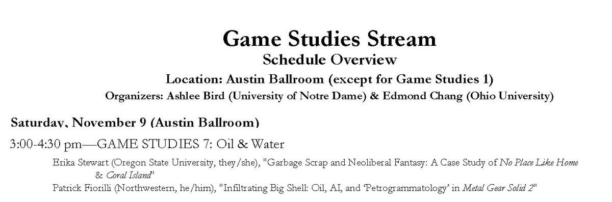 After the plenary, up next, #SLSA2024 #GameStudies 7: Oil &amp; Water .<a href="/SocLitSciArts/">SLSA</a>