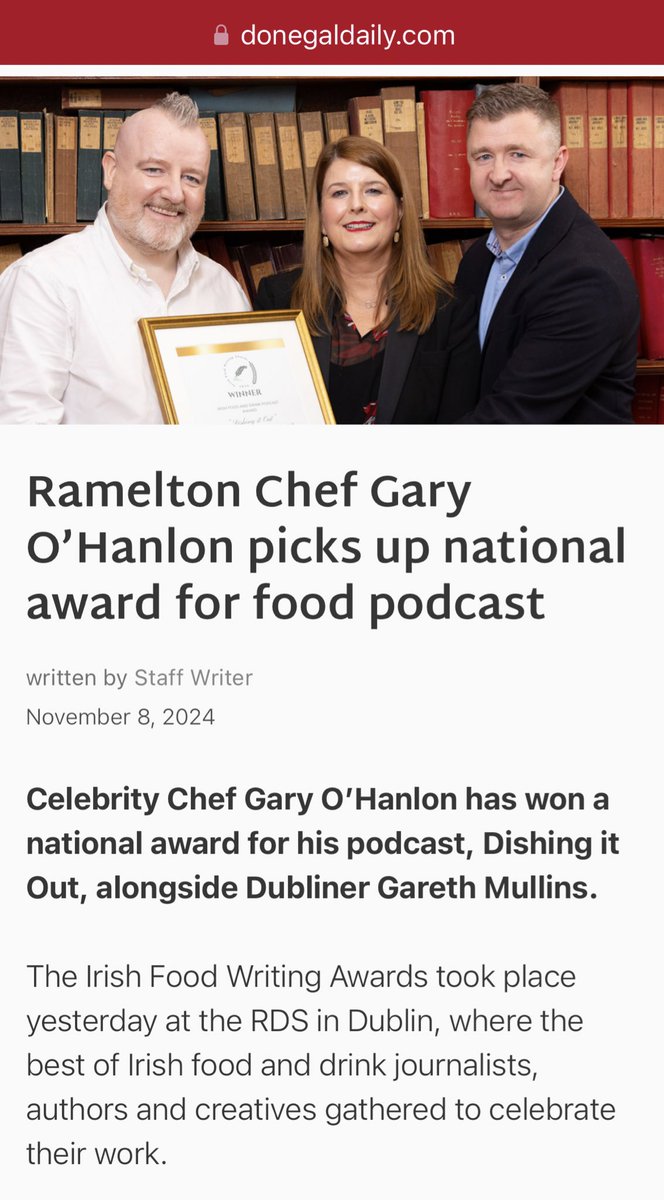 irish_writing's tweet photo. Just some of the great press coverage of the awards. Thanks to our brilliant PR @SineadRyan @PresencePR and photographer @paulsherphoto✨👏🏻👏🏻#IFWA24 
@gazzachef @queenoforg @garmullins @Bibliocook @siucrashack https://t.co/tmNpYg3i7e