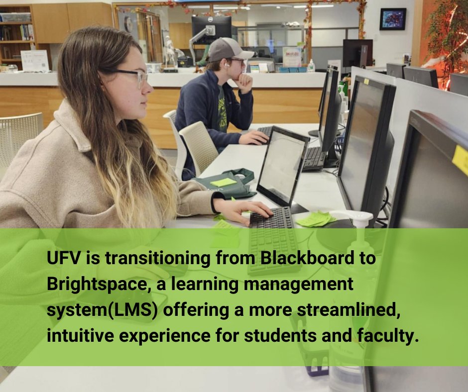 UFV_President's tweet image. #DYK?
@goUFV is transitioning from Blackboard to Brightspace, a #LearningManagementSystem offering a more streamlined, intuitive experience for students + faculty: blogs.ufv.ca/blog/2024/10/u…
⚡️A more user-friendly interface
⚡️New features
⚡️Enhanced tools
⚡️Regular updates

#UFV50