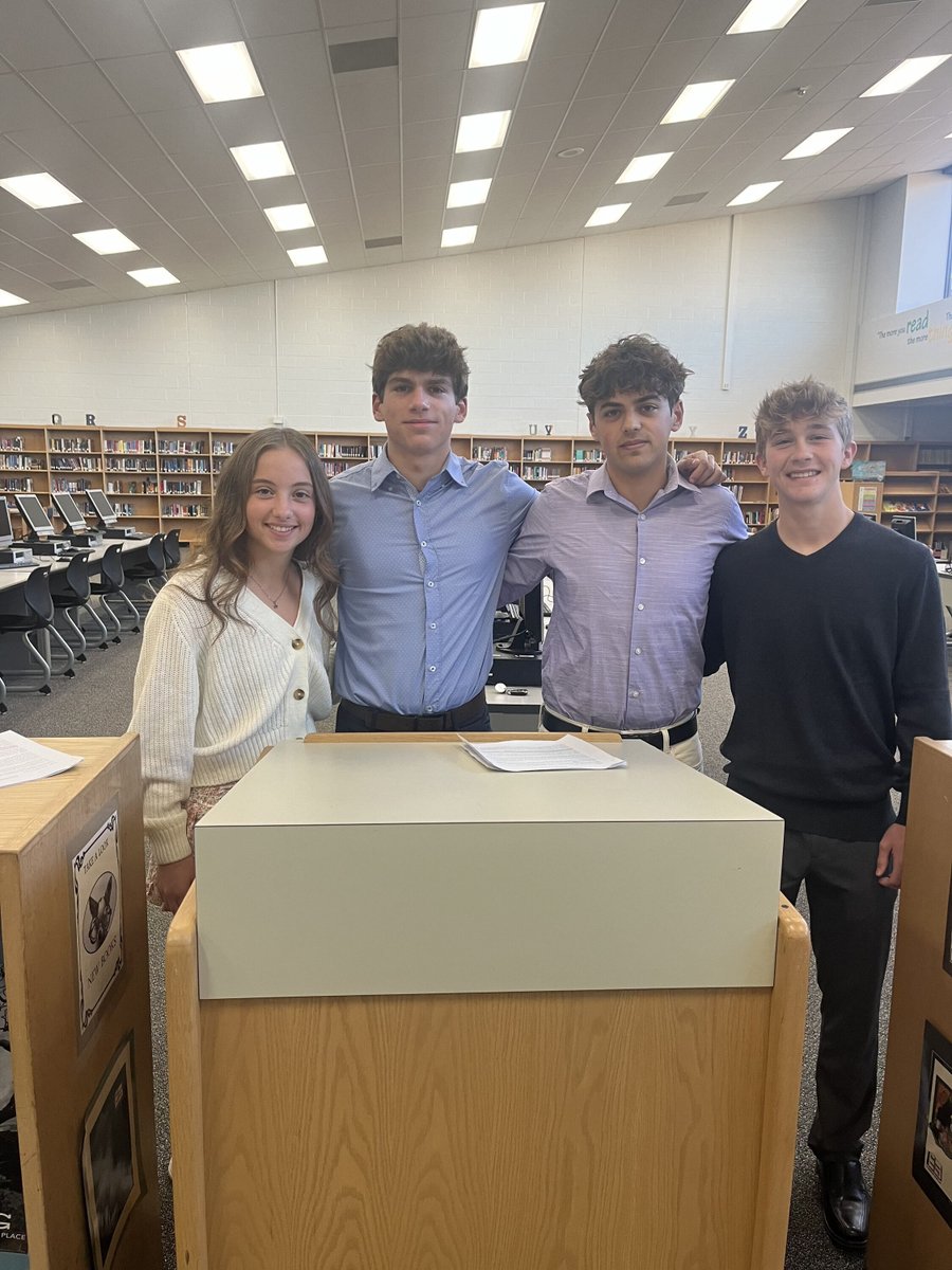 We would like to congratulate our newest members of BHS Sociedad Honoraria Hispanica on being inducted this evening. Officers Nolan Wood, president, Brandon Mendoza, vice-president, Reilyn McKinney, secretary and Colin McKinney, treasurer did a great job officiating the ceremony.