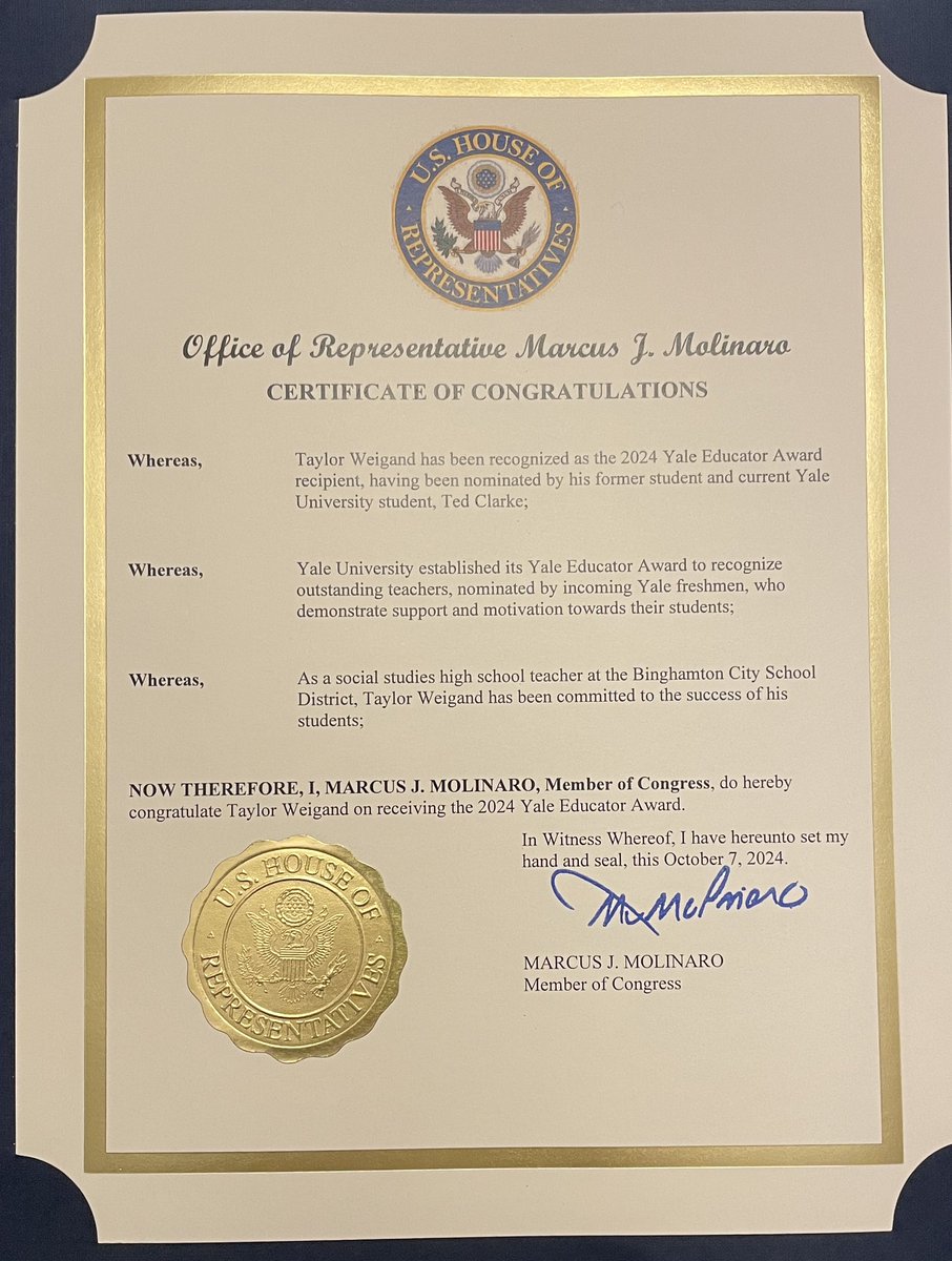 Thank you Congressman <a href="/marcmolinaro/">Marc Molinaro</a> for this thoughtful recognition!