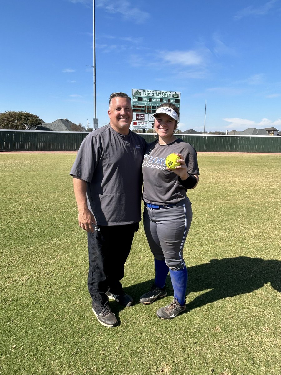 Addie Thorpe with a bomb off the scoreboard  at Delta State University Play Day on Saturday #ALLIN