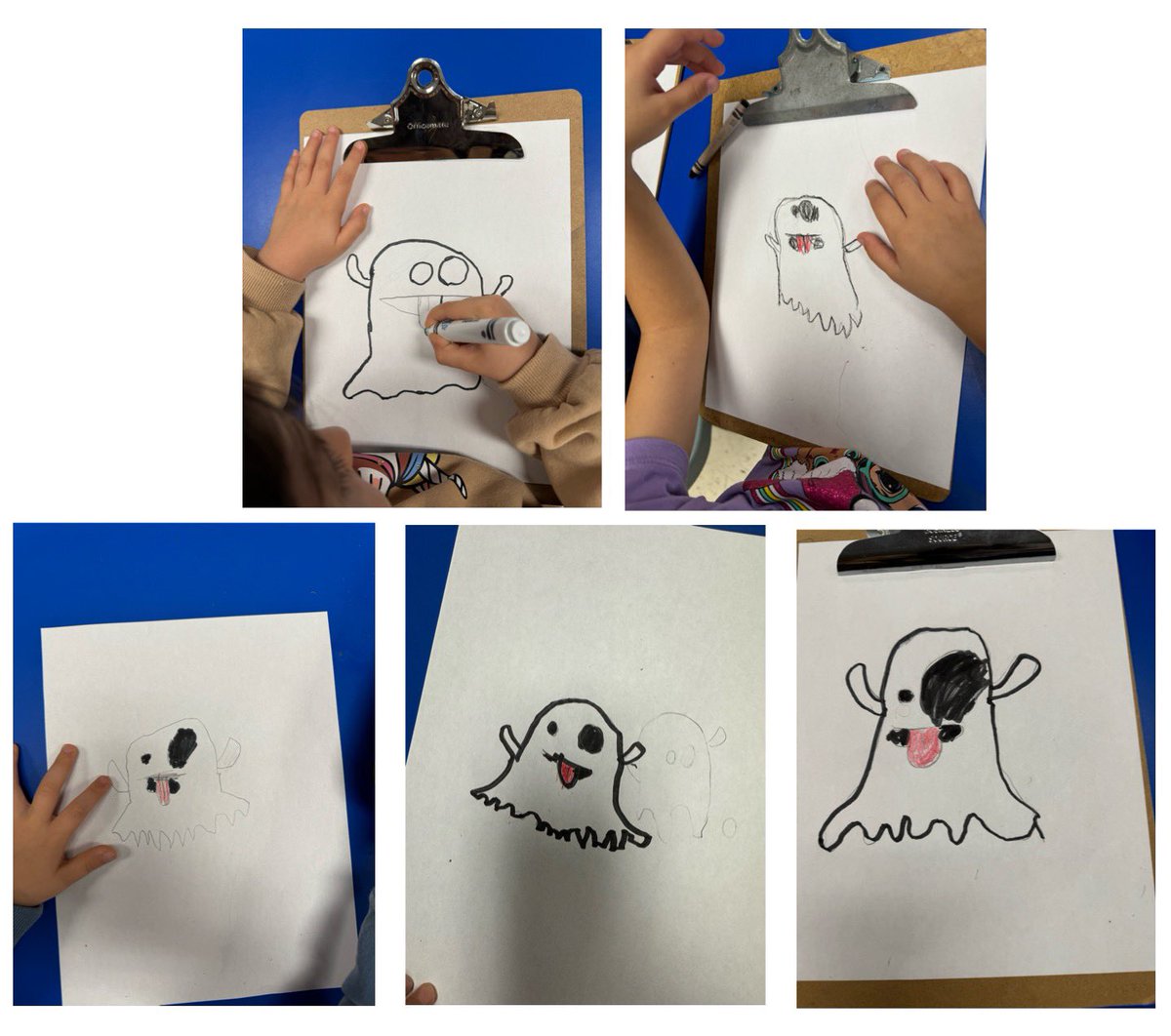 Today students did a directed drawing! They did so well at listening and then copying what was drawn! 👻