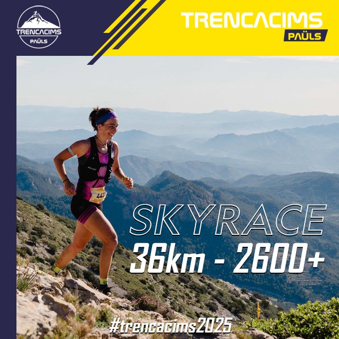 TrencaCimsPauls's tweet photo. I aquí el que molts estaveu esperant: per aquesta XII edició, us informem que dissabte 26 d'abril tornarem a fer la Trencacims Skyrace, un recorregut que va enamorar en la passada edició, al qual li hem donat una pinzellada més salvatge per portar el traçat fins als 36km i 2600+ https://t.co/19aQAXEn3e