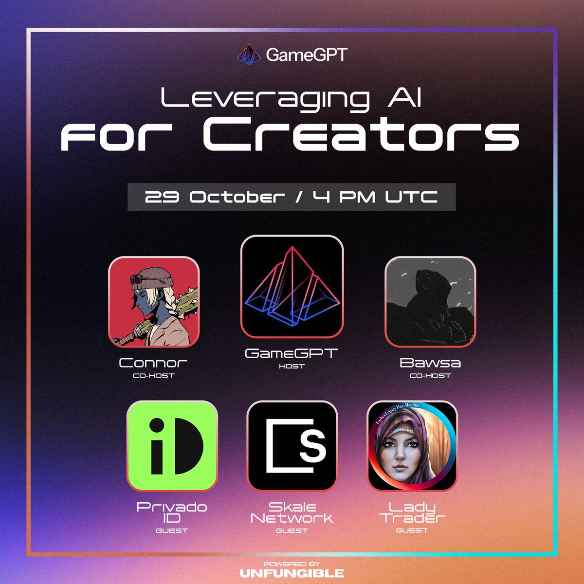 Gamegptofficial's tweet photo. This week, we're diggimg into how AI is becoming a game-changer for creators  everywhere. Whether you're a vet creator or just curious, join us as we explore the tools and trends transforming the creative process.

Set that reminder with the link below. https://t.co/Pg7folZv8X