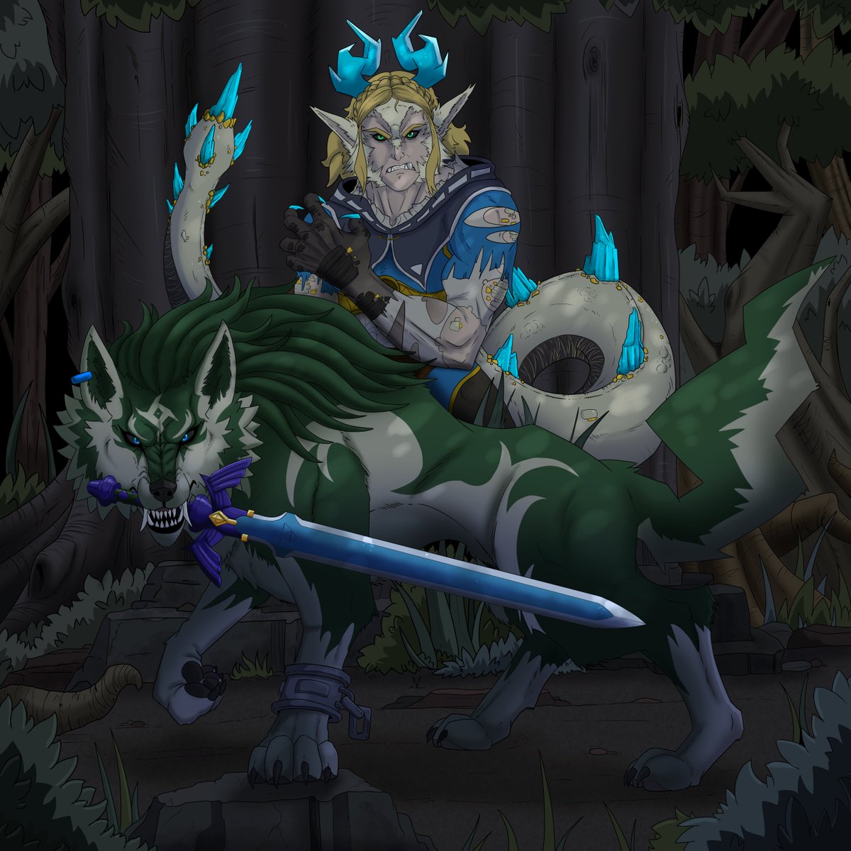 May as well post this for halloween. 
Another weredragon Zelda
This time with WolfLink auditioning for a dark souls boss role