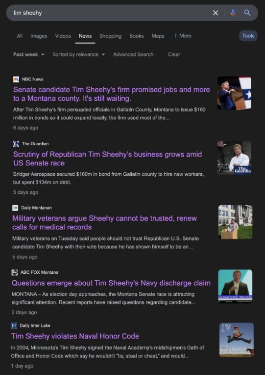 This has been Tim Sheehy's news week as Montanans are voting and ballots are being cast. 

Montanans are learning that Tim Sheehy will never be honest with them, and he cannot be trusted. #mtpol #mtsen