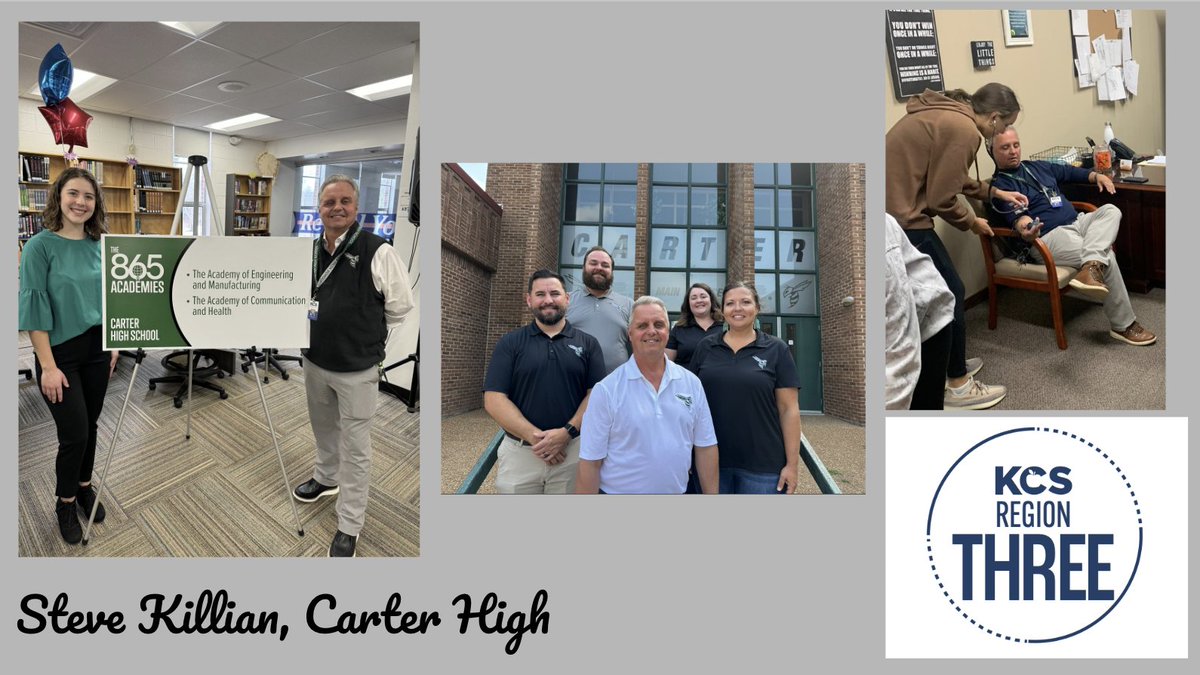 KCSReg3Director's tweet photo. October is Principal Appreciation Month!🎉Let’s celebrate Carter High Principal, Steve Killian! He joined CHS last year and is a huge champion for the 865 Academy work happening at CHS! He is the definition of a servant leader! So thankful you are on the Region 3 team!#KCSRegion3 https://t.co/5MuPv1kI31