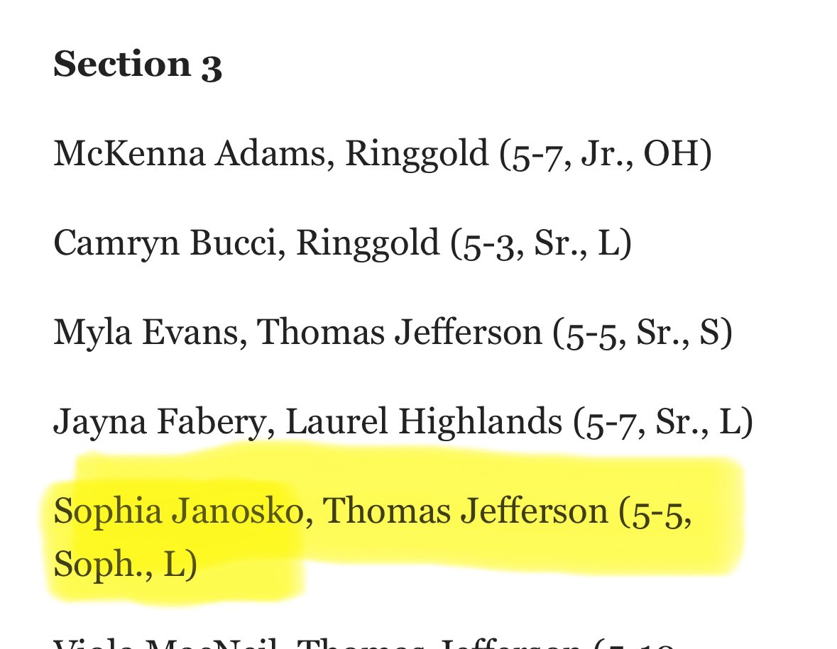 TEAM PA MOWERY 15u (@teampamowery) on Twitter photo Shout out to our teammate <a href="/SophiaJanosko8/">Sophia Janosko</a> for making the WPIAL All-Section team! Way to go Soph! 💛🏐 Shout out to our teammate <a href="/SophiaJanosko8/">Sophia Janosko</a> for making the WPIAL All-Section team! Way to go Soph! 💛🏐
